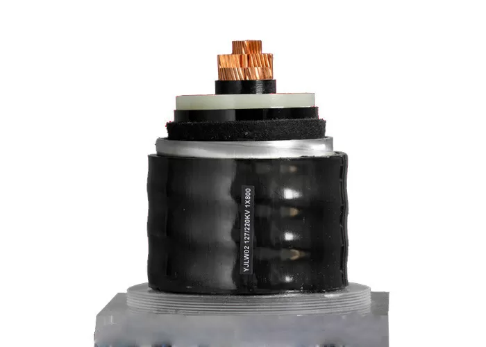 Cross-section of HV power cable with corrugated aluminum sheath – demonstrating seamless metallic protection, corrugation profile, and typical layered cable construction