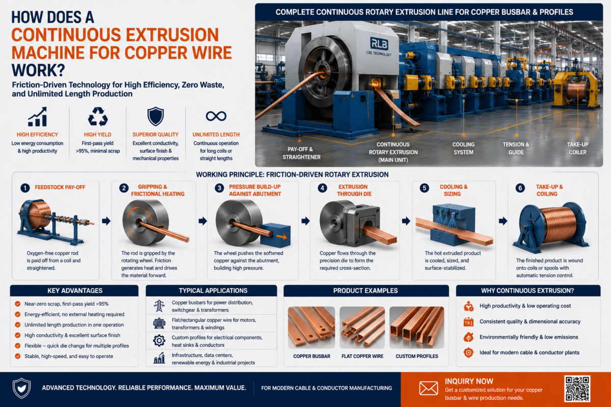 Continuous Extrusion Machine for Copper Wire