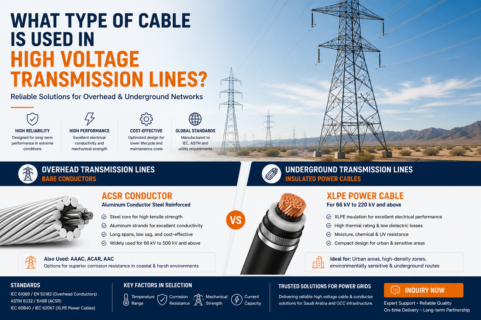 What Type of Cable is Used in High Voltage Transmission Lines