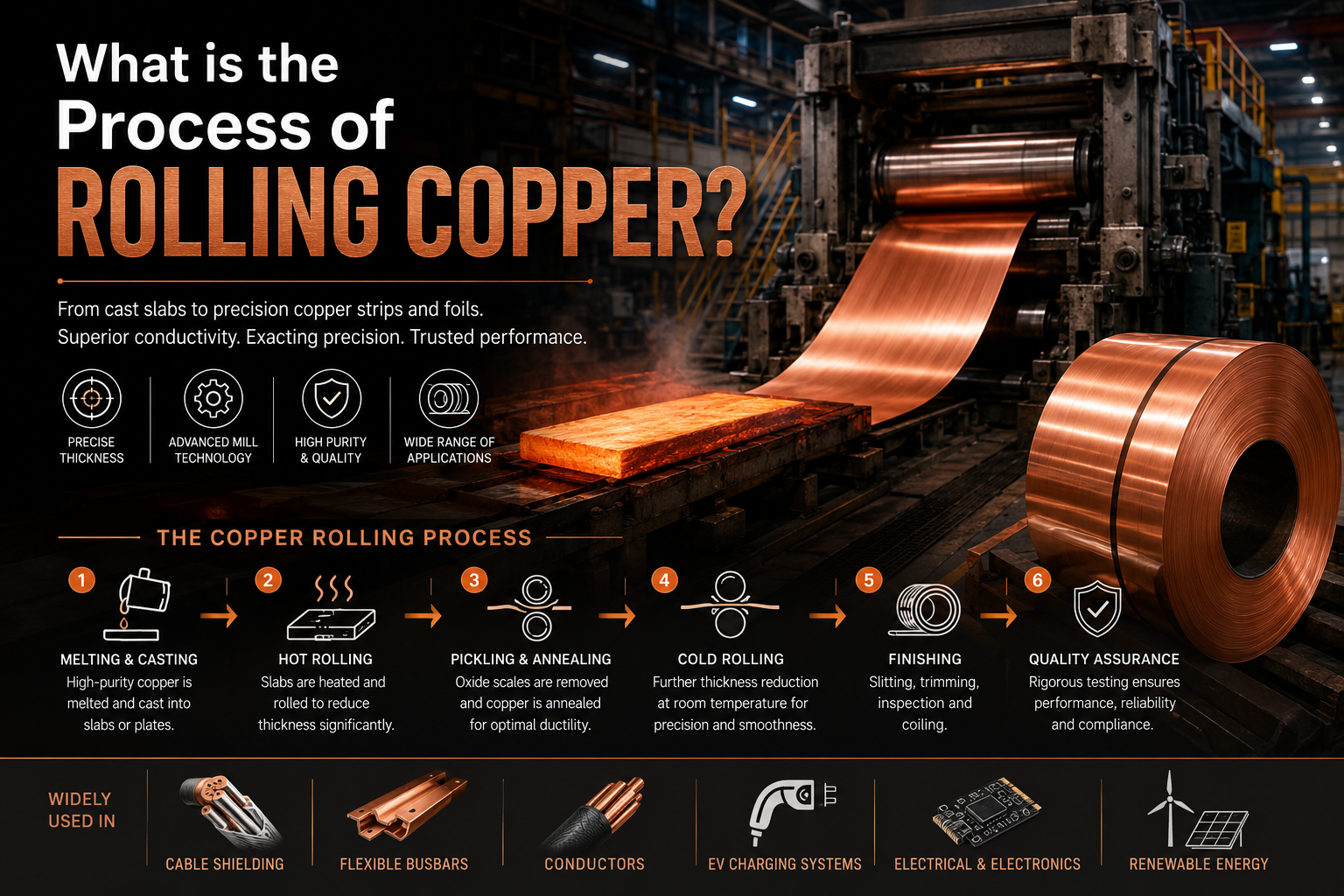 What is the process of rolling copper