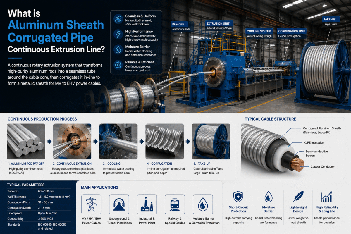 What is Aluminum Sheath Corrugated Pipe Continuous Extrusion Line