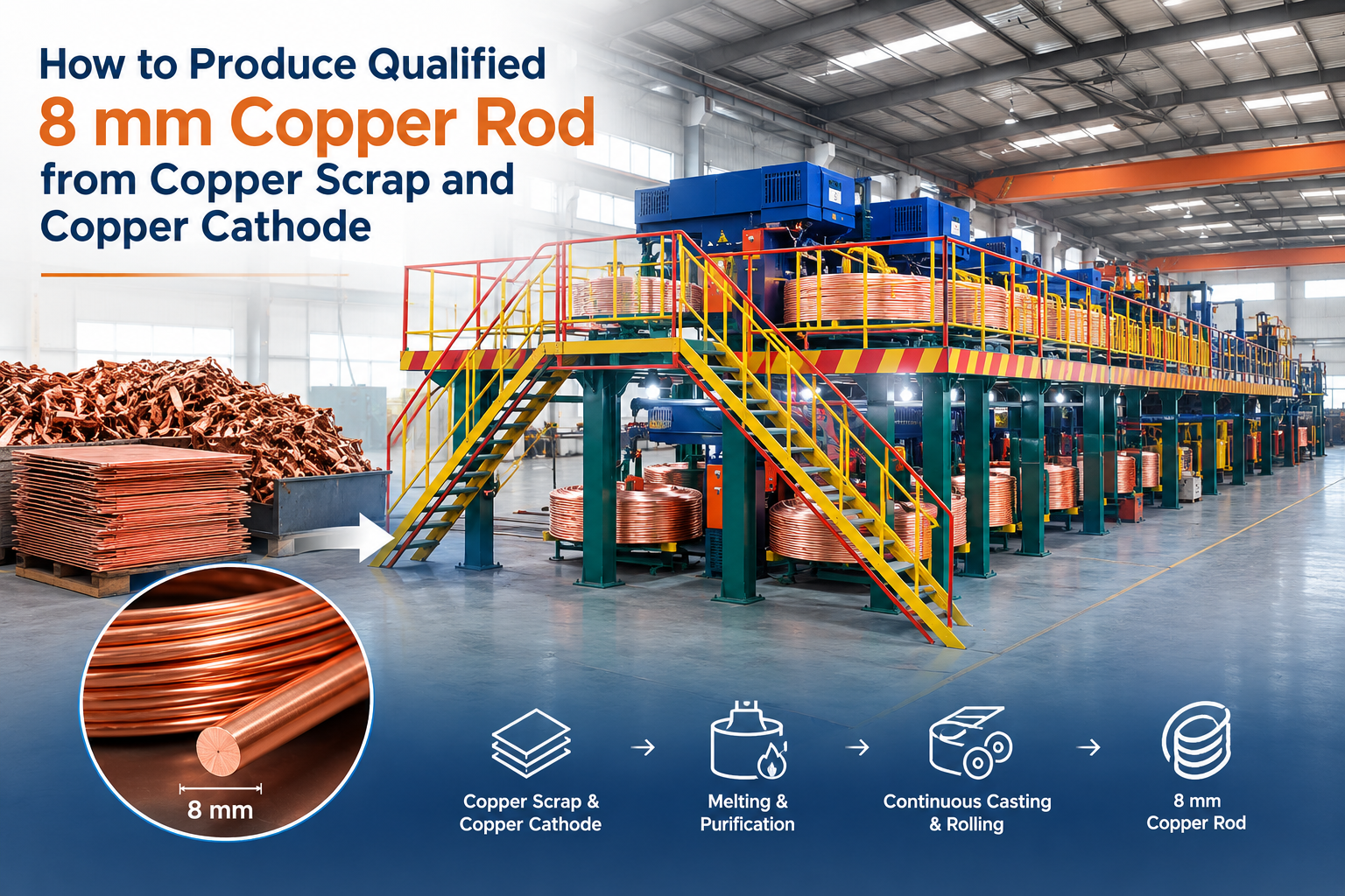 How to Produce Qualified 8 mm Copper Rod from Copper Scrap and Copper Cathode-doingcable